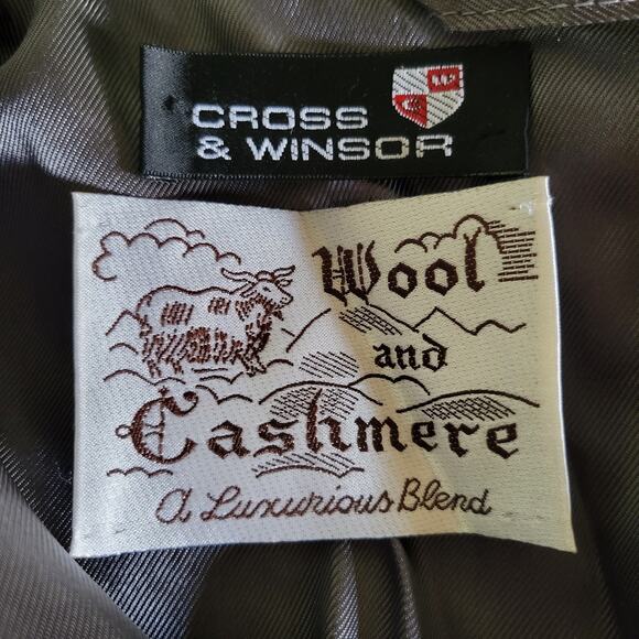 Cross & Winsor Wool Cashmere Blend Overcoat Long Trench Men's 44R Gray - Picture 3 of 10